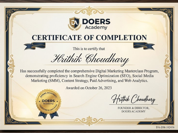 DOERS Academy Digital Marketing Certificate